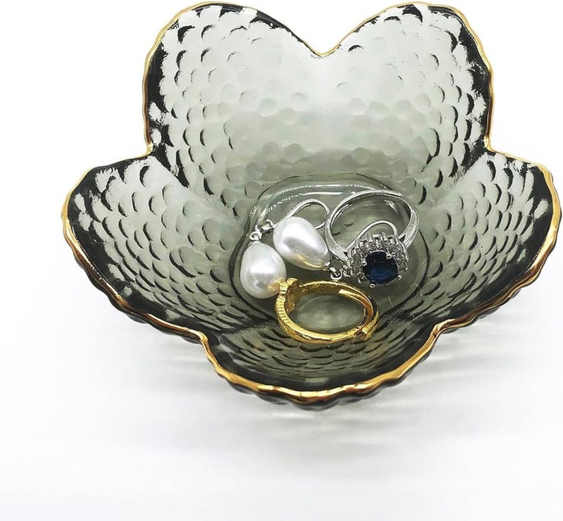 BESSKON Flower Ring Dish Jewelry Tray, Glass Jewelry Dish Tray, Aesthetic Room Decor Small Trinket Dish, Nightstand Jewlery Ring Holder Dish, Bathroom Jewelry Plate Bowl for Rings Earrings Wife Gift - Image 1